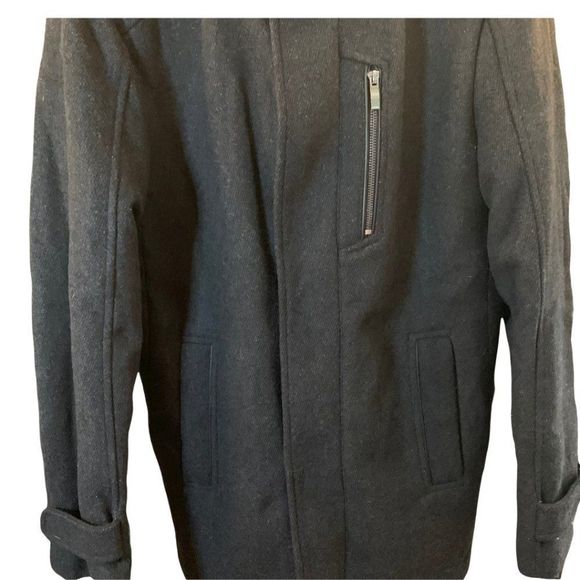 Calvin Klein Men's Dark Charcoal Black Wool Coat Jacket Size Small - Picture 2 of 14